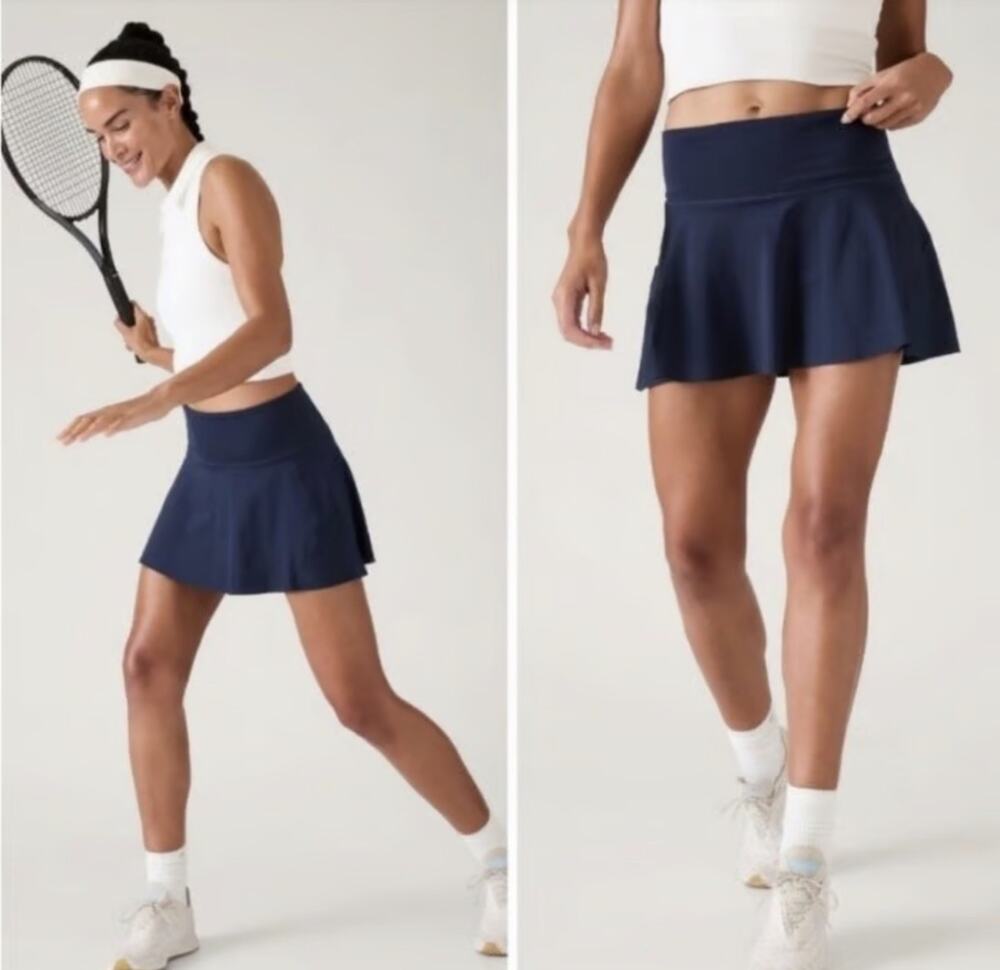 ATHLETA Ace Tennis Skort 13.5” Women Medium Lined Skirt Golf Stretch Pickleball
